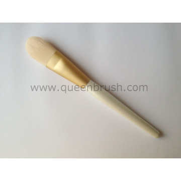 Brosse de maquillage en miroir de maquillage en bois de la brosse de maquillage avec poignée blanche